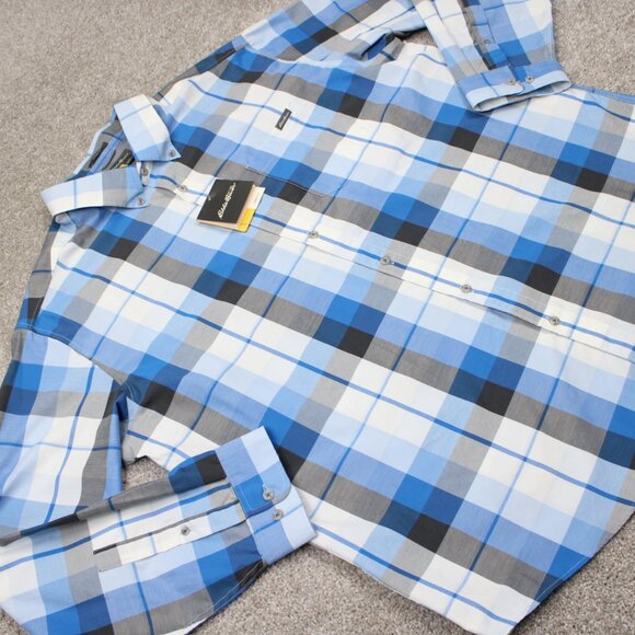 Eddie Bauer On the Go Shirt NWT Mens 2XL XXL Blue Travex FreeDry Classic Fit L/S - Picture 6 of 16